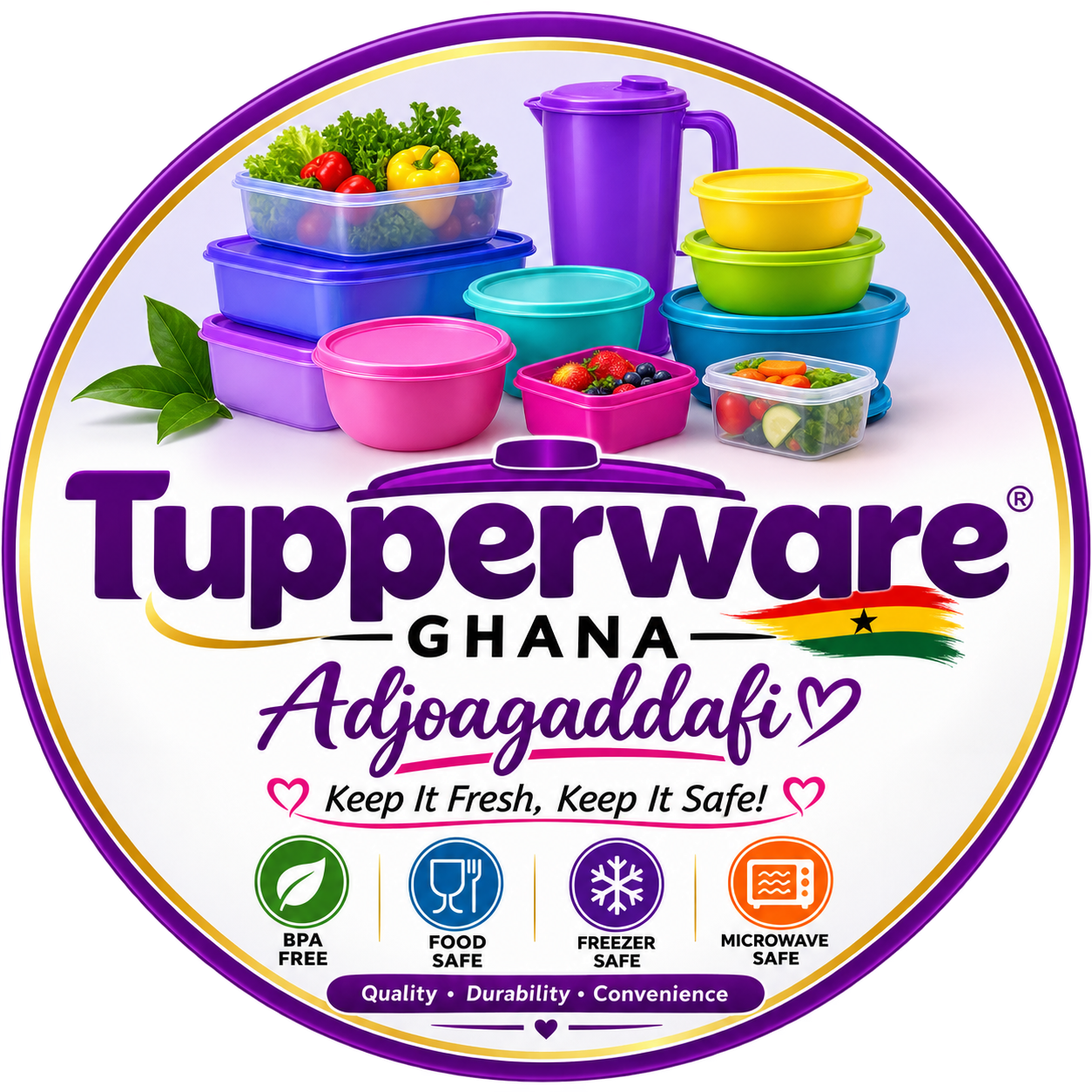 Tupperware Ghana/Adjoagaddafi logo