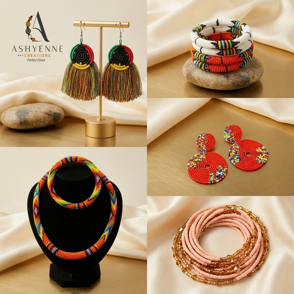 Waist beads,  Anglets, Earrings, Training…….