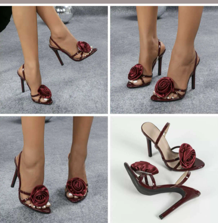 LADIES BURGUNDY HEEL