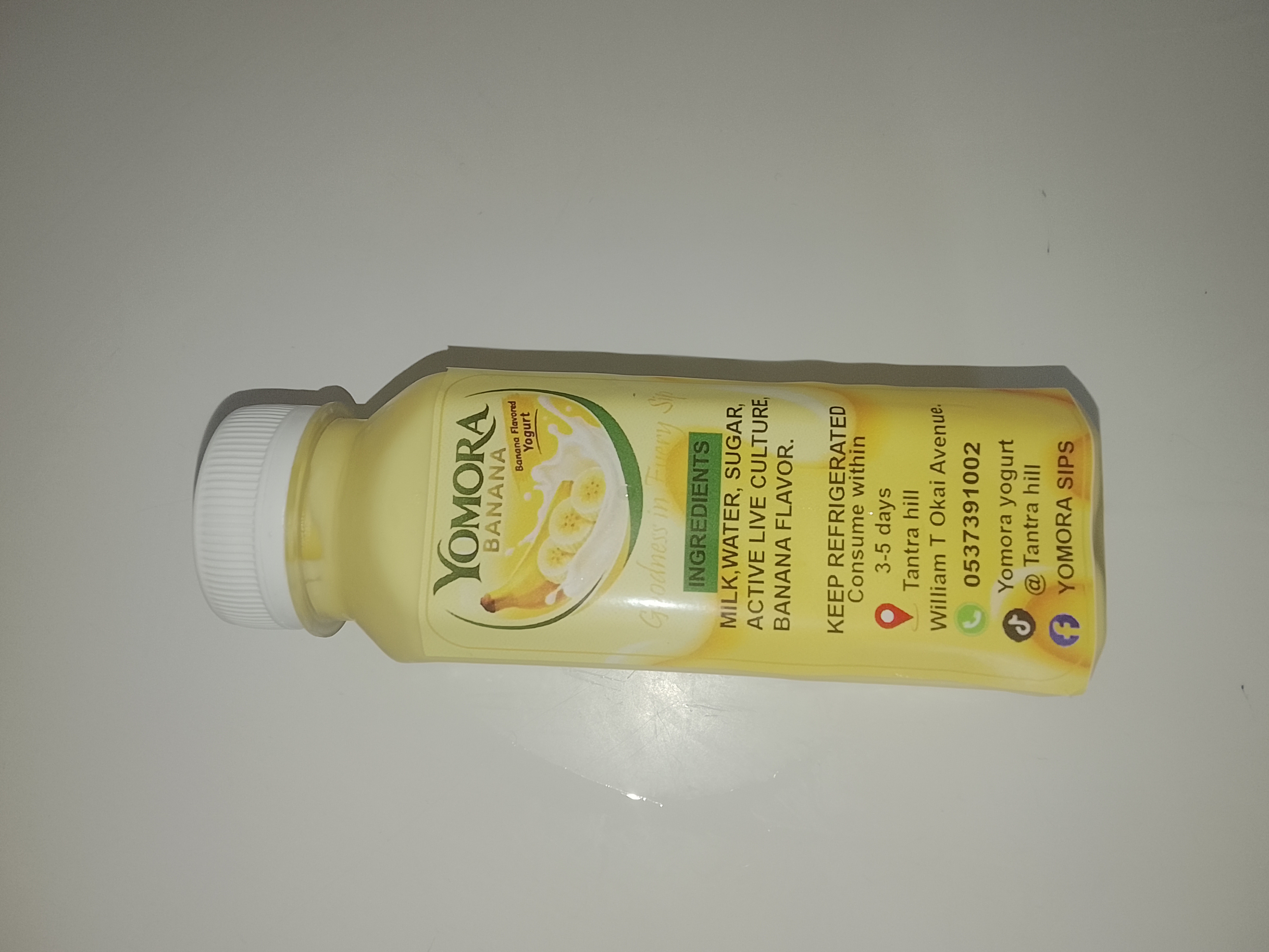 Yomora banana flavored drinking yogurt