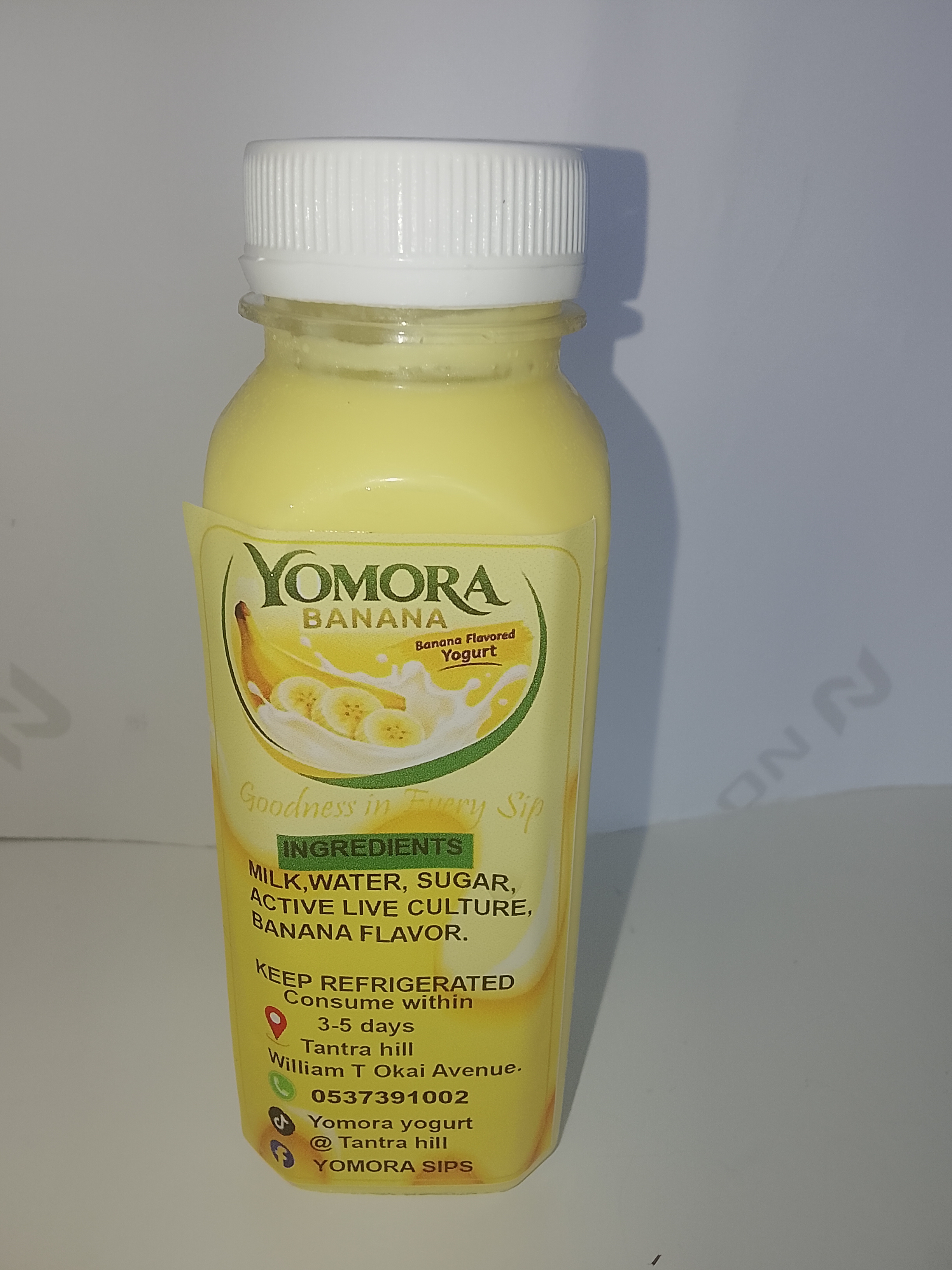 Yomora banana flavored drinking yogurt
