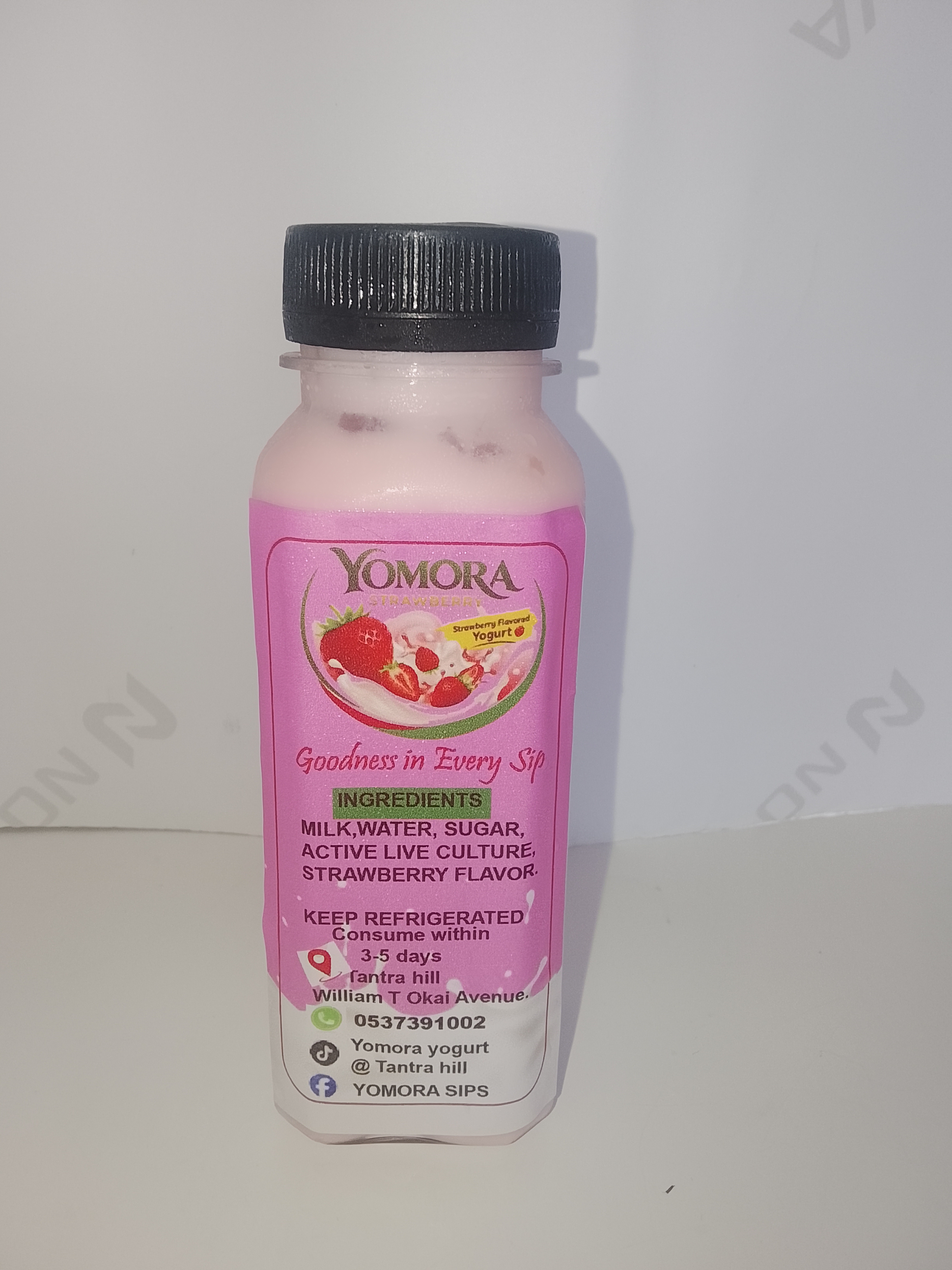 Yomora strawberry flavored drinking yogurt