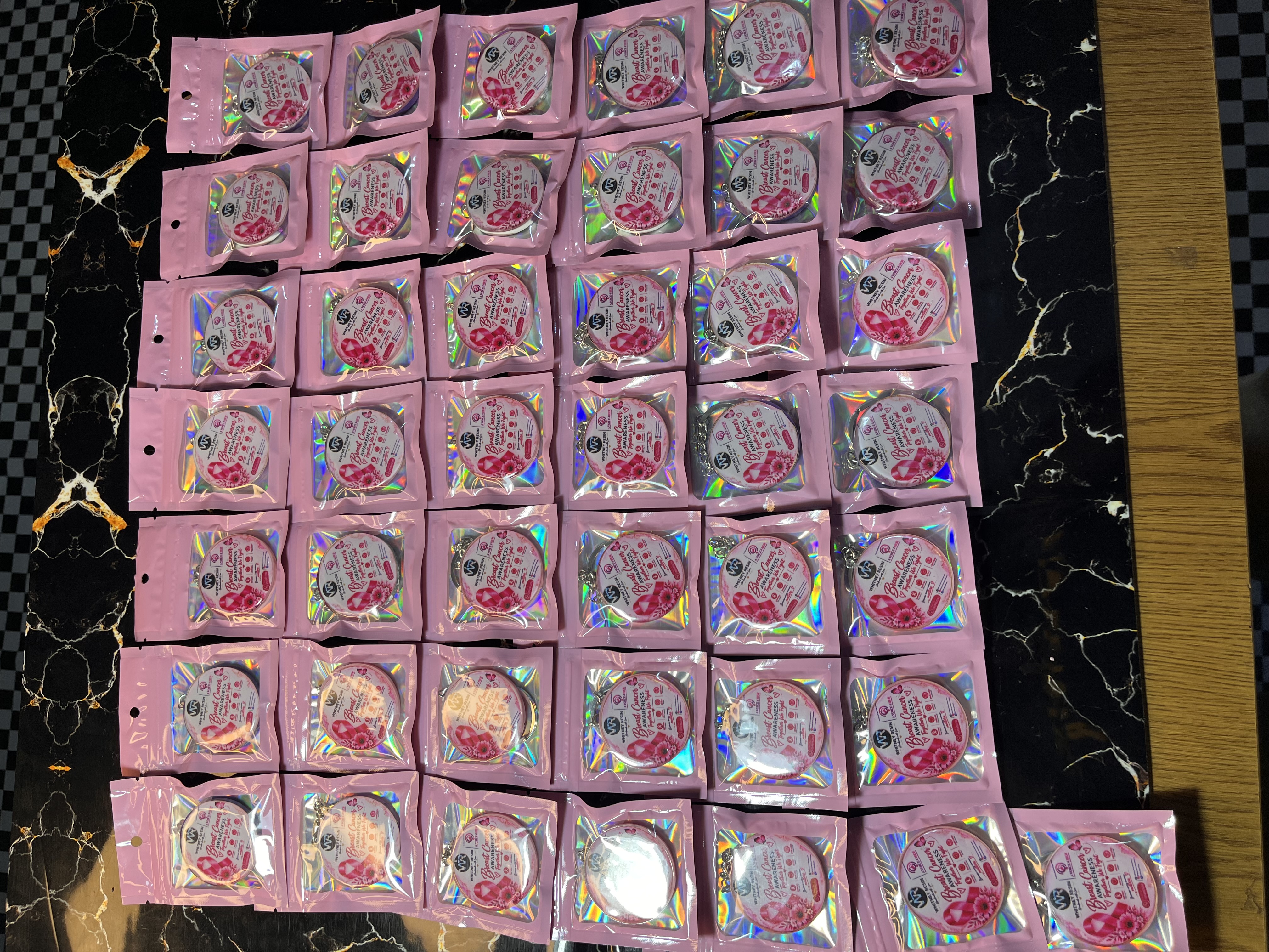 50 pieces of customized keychains 