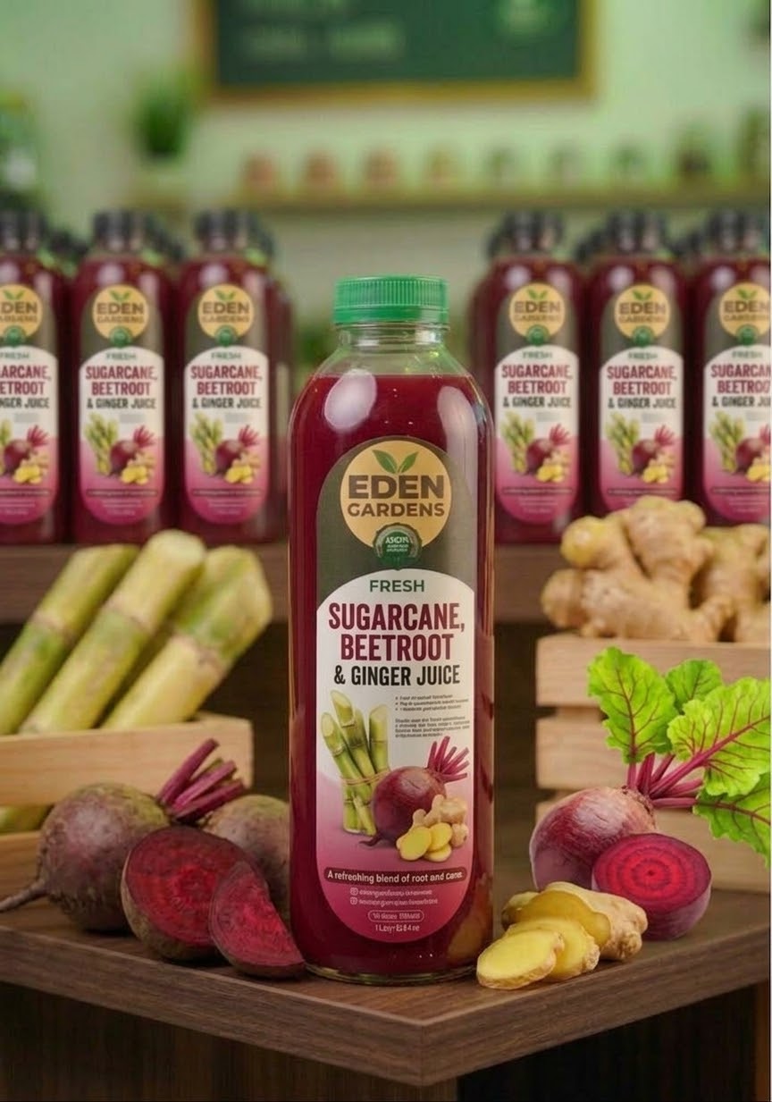 Sugarcane + beetroot + ginger  juice