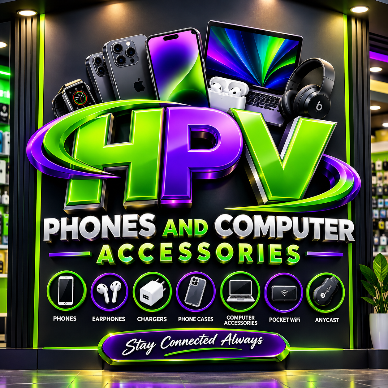 HPV PHONES AND COMPUTER ACCESSORIES logo