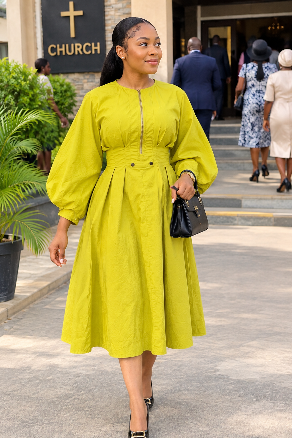 Curry coloured dress for church, wedding or outing size uk 10