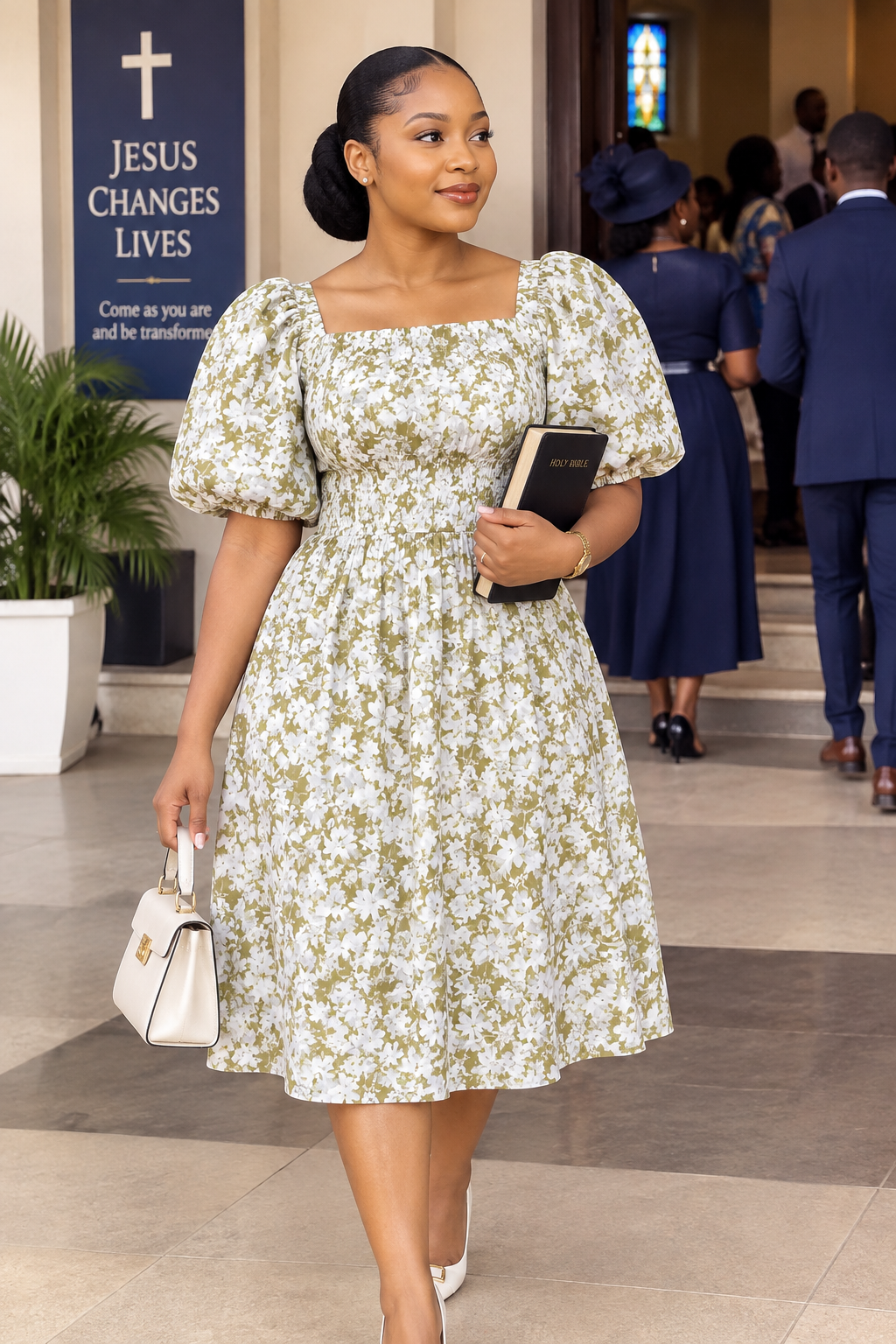 Floral dress for church, wedding, outing dress size uk 8,10&12