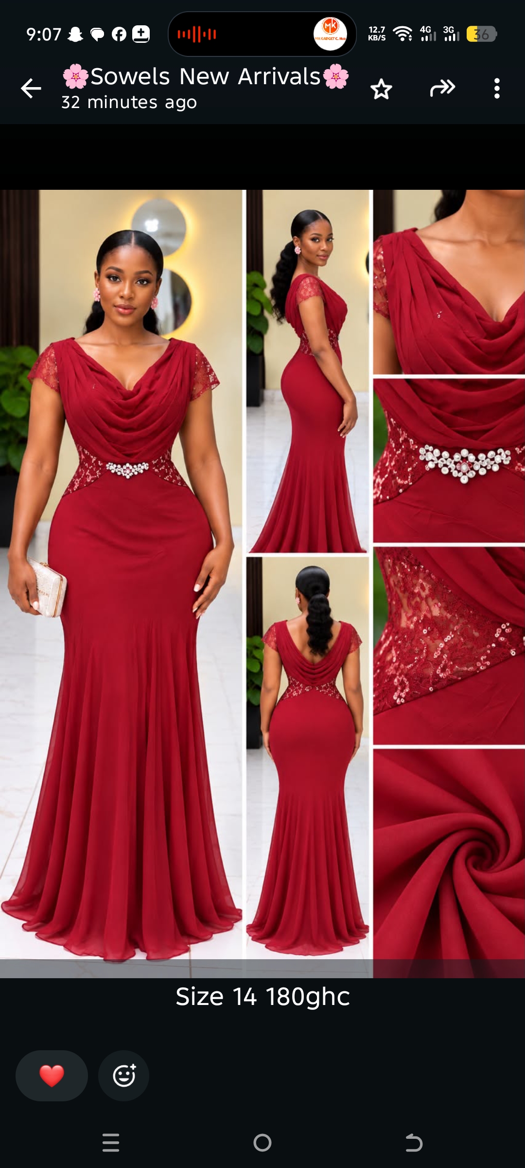 Red long flir dress for weddings, party, dinner size uk 14