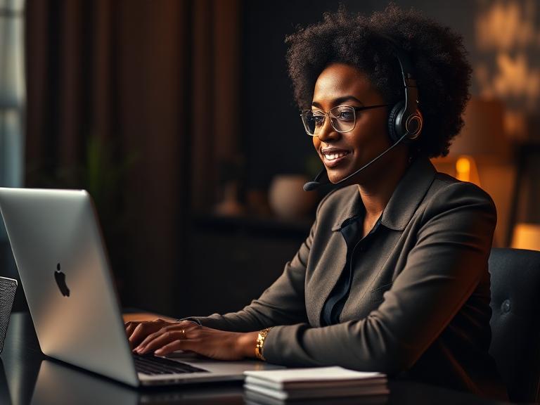 Business coach on a video call with a client