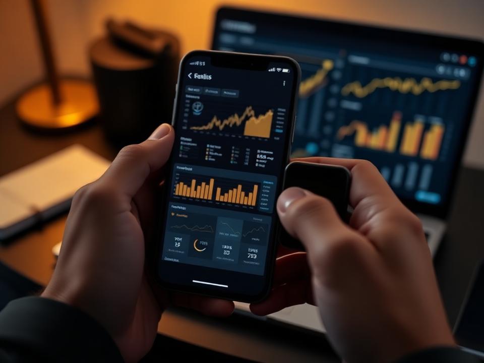 Business owner checking their sales and business health on a phone dashboard